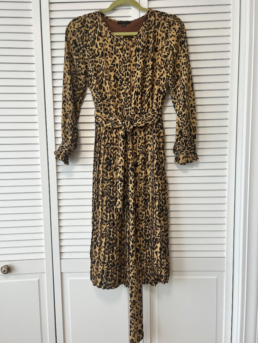 J.CREW Leopard Print Pleated Dress Size 00 (fits like Size 0-2)